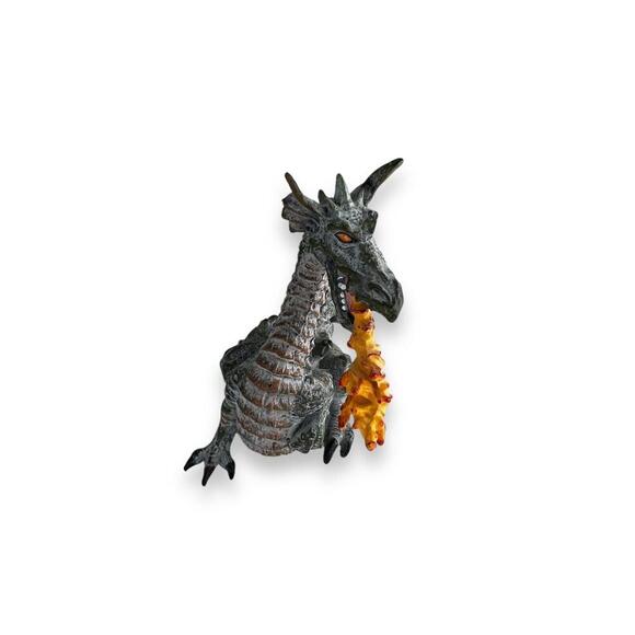 Papo 1999 Gray Fire Breathing Dragon Winged Medieval Fantasy Figure - Picture 3 of 6